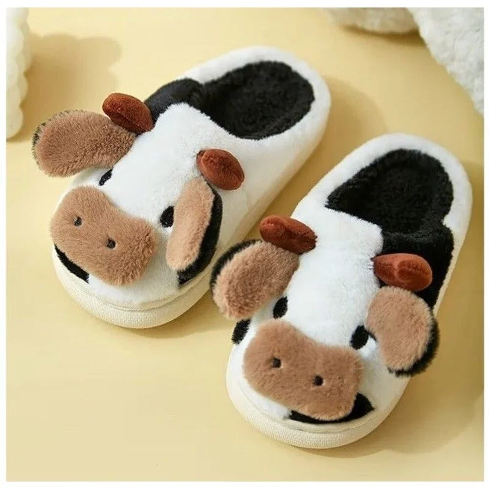 Kids Unisex Slipper Cartoon Cow Cotton Slippers US 5-6 Toddler Bedroom Home